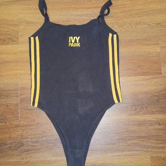ADIDAS‎ x Ivy Park Women's Knit Tank Bodysuit Black Gold L Beyonce - Picture 1 of 3
